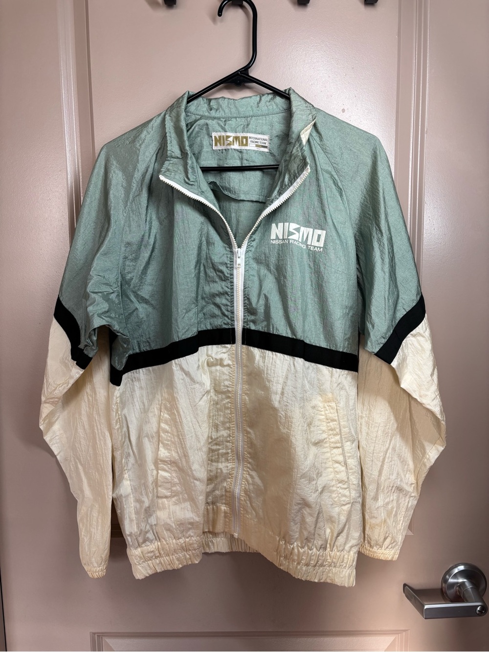 NISMO Old Logo Nissan JDM Two-Tone Mint & Cream Windbreaker Jacket
